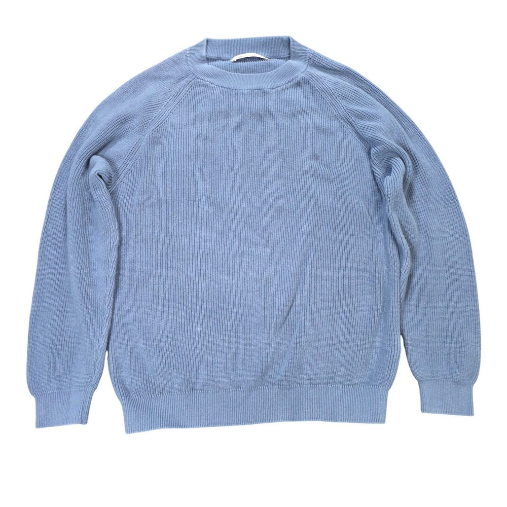 Zara Ribbed Knit Raglan Pullover Sweater Kid's Size 11-12 152cm Blue Cotton